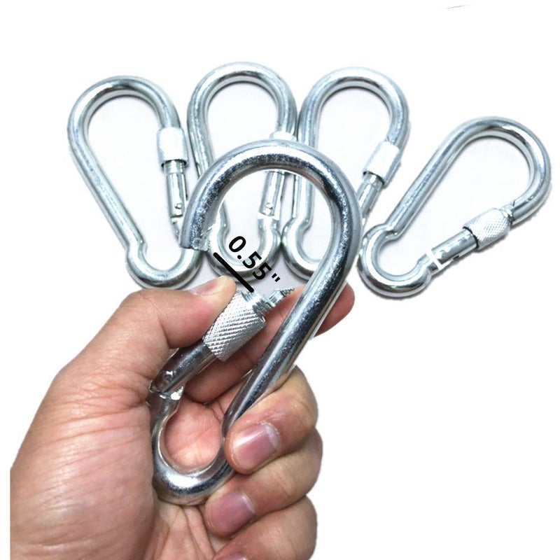 ESKONI 5 Pc 4.5" Big Heavy Duty 750LBS Stainless Steel Non Rust Spring Snap Keychain Clip Hook Carabiner Screw Lock Key Ring Hook with Spring Loaded Gate,Outdoor, Camping, Traveling, Hiking etc - Image 2